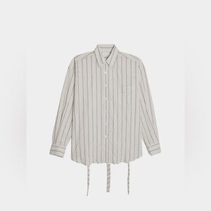nwt JOHN ELLIOTT Men's Crinkled Tie Shirt in Manhasset Stripe Size Large